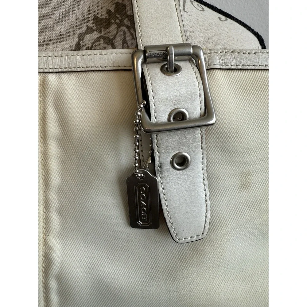Vintage Coach Ivory Leather Satchel wide strap Tan‎ Interior